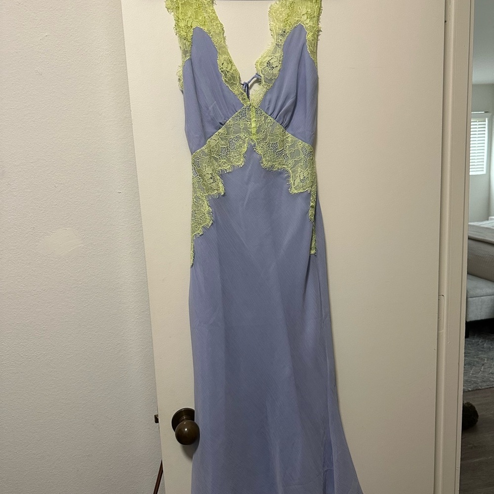 ASOS Lavender and Lime Lace Midi Dress